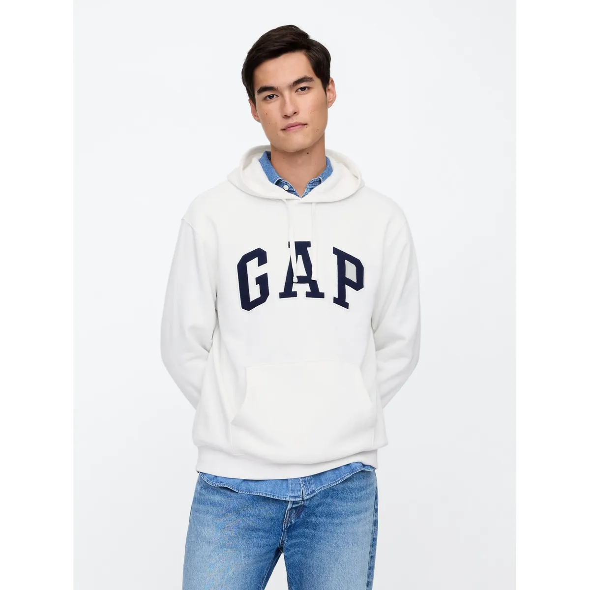 GAP - Polerón Hombre Logo Sin Cierre Blanco GAP