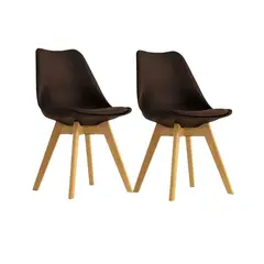 GENERICO - Pack 2 Silla comedor Tulip Terciopelo - Café.