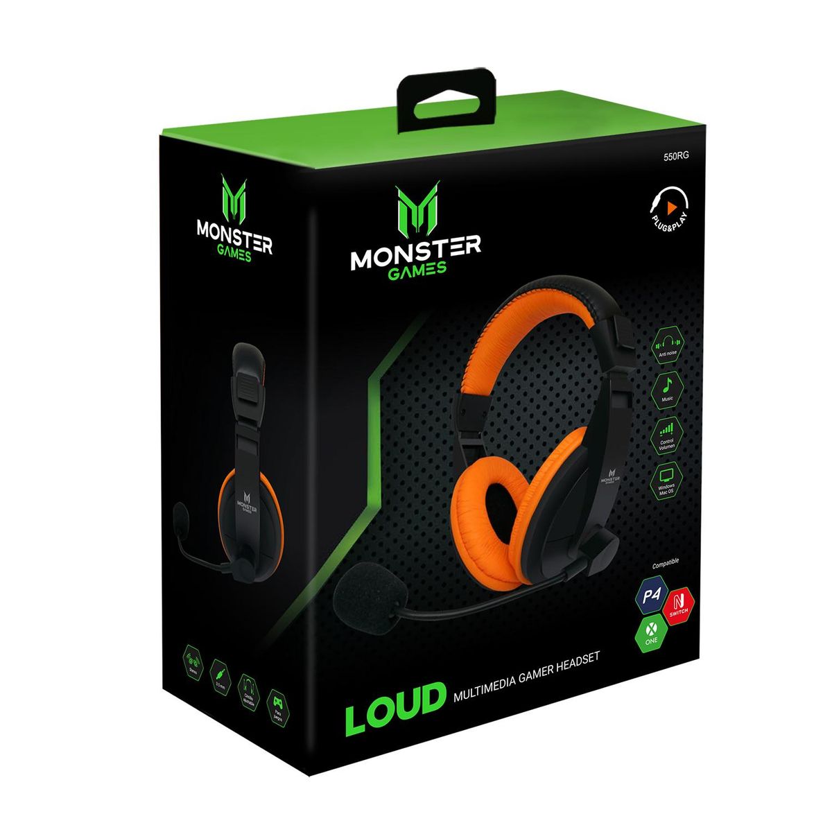 MONSTER - Audífonos Gamer Naranja 550 Monster