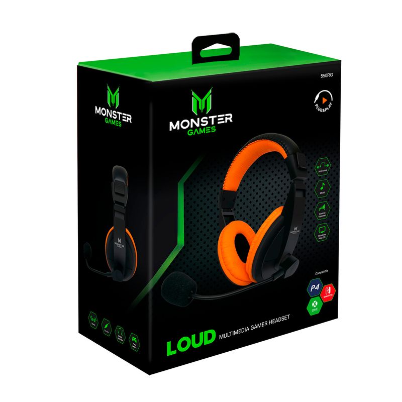 MONSTER - Audífonos Gamer Naranja 550 Monster