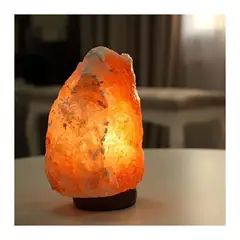 MOVI - Lámpara de Sal del Himalaya con Base de Madera y Ampolleta