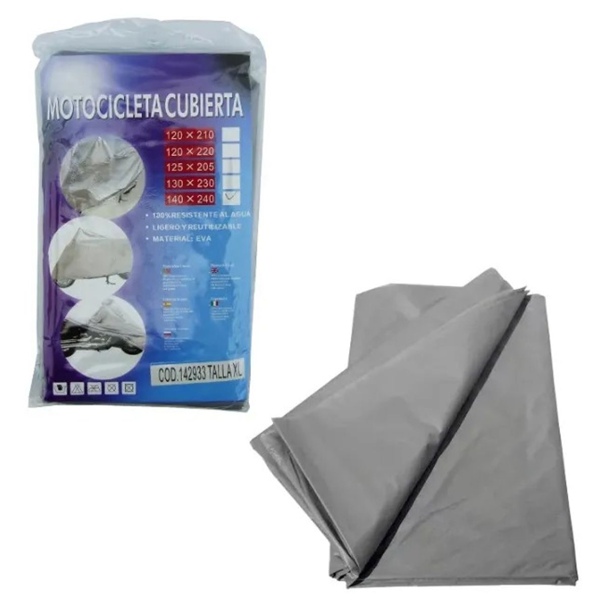 GENERICO - Funda Para Moto Impermeable  Talla Xl Color Gris