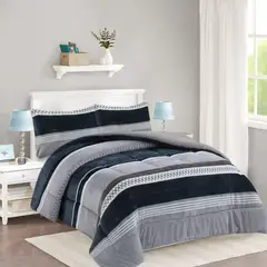 GENERICO - Plumon grande King diseño gris lineas Plush con chiporro feiya