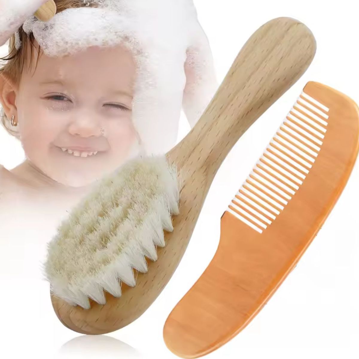 GENERICO - Cepillo Peine Madera Recién Nacidos