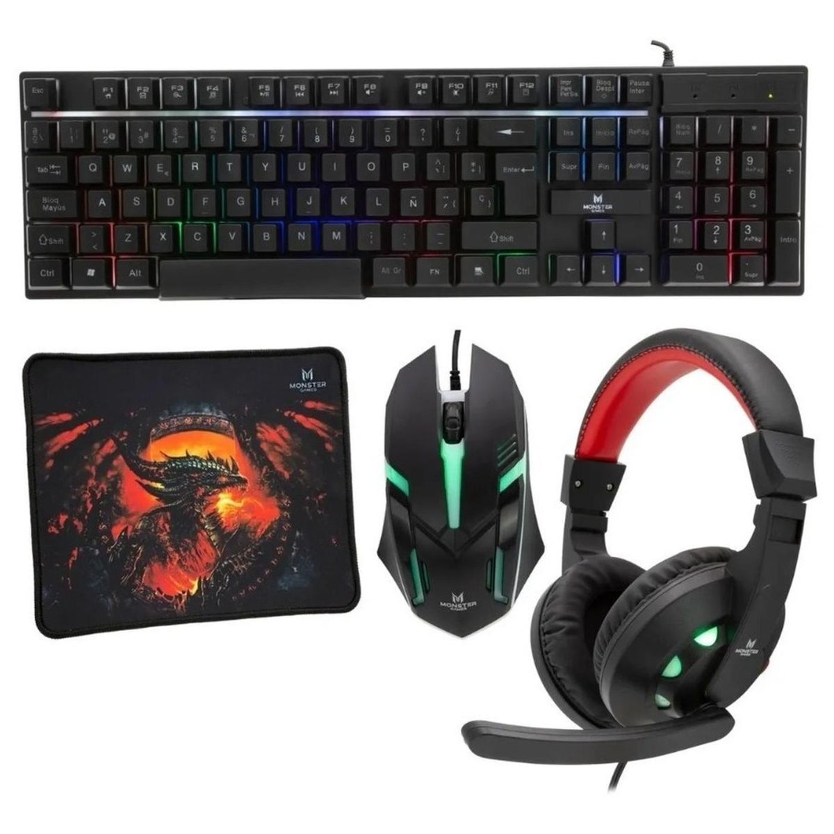 MONSTER - K4125 KIT GAMER 4 EN 1 RGB CREW INSERTION MONSTER.