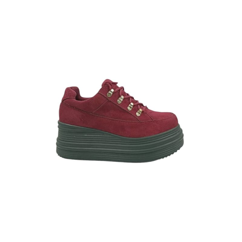 HERIEL - Zapatilla Burdeos Plataforma Mujer.