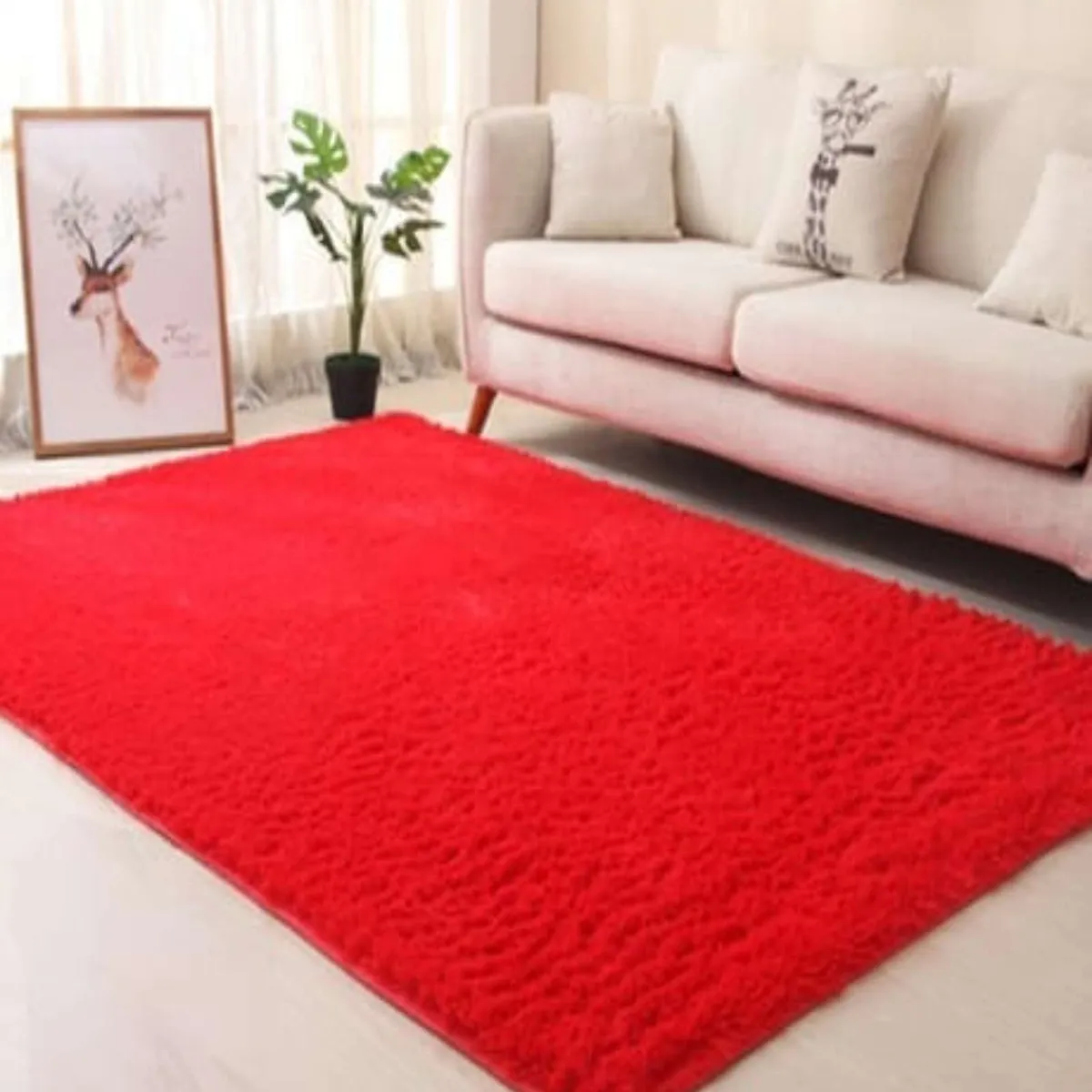 GENERICO - ALFOMBRA PELUDA 200X300 ROJO