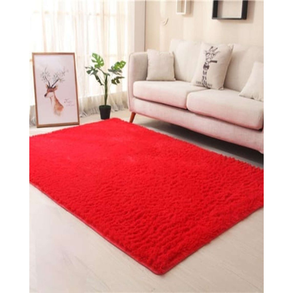 GENERICO - ALFOMBRA PELUDA 150X200 ROJO