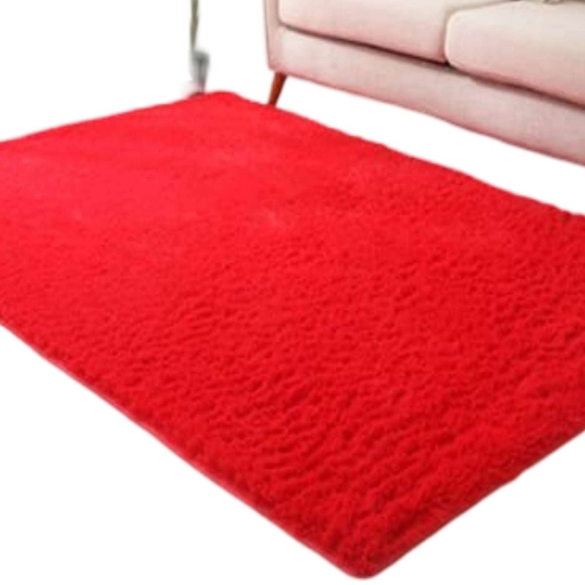 GENERICO - ALFOMBRA PELUDA 180X200 ROJO