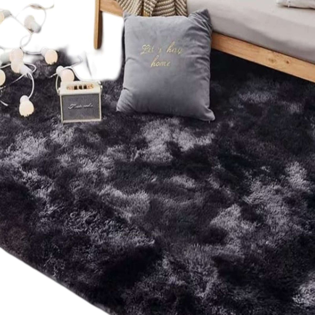 GENERICO - ALFOMBRA PELUDA 180X200 NEGRO
