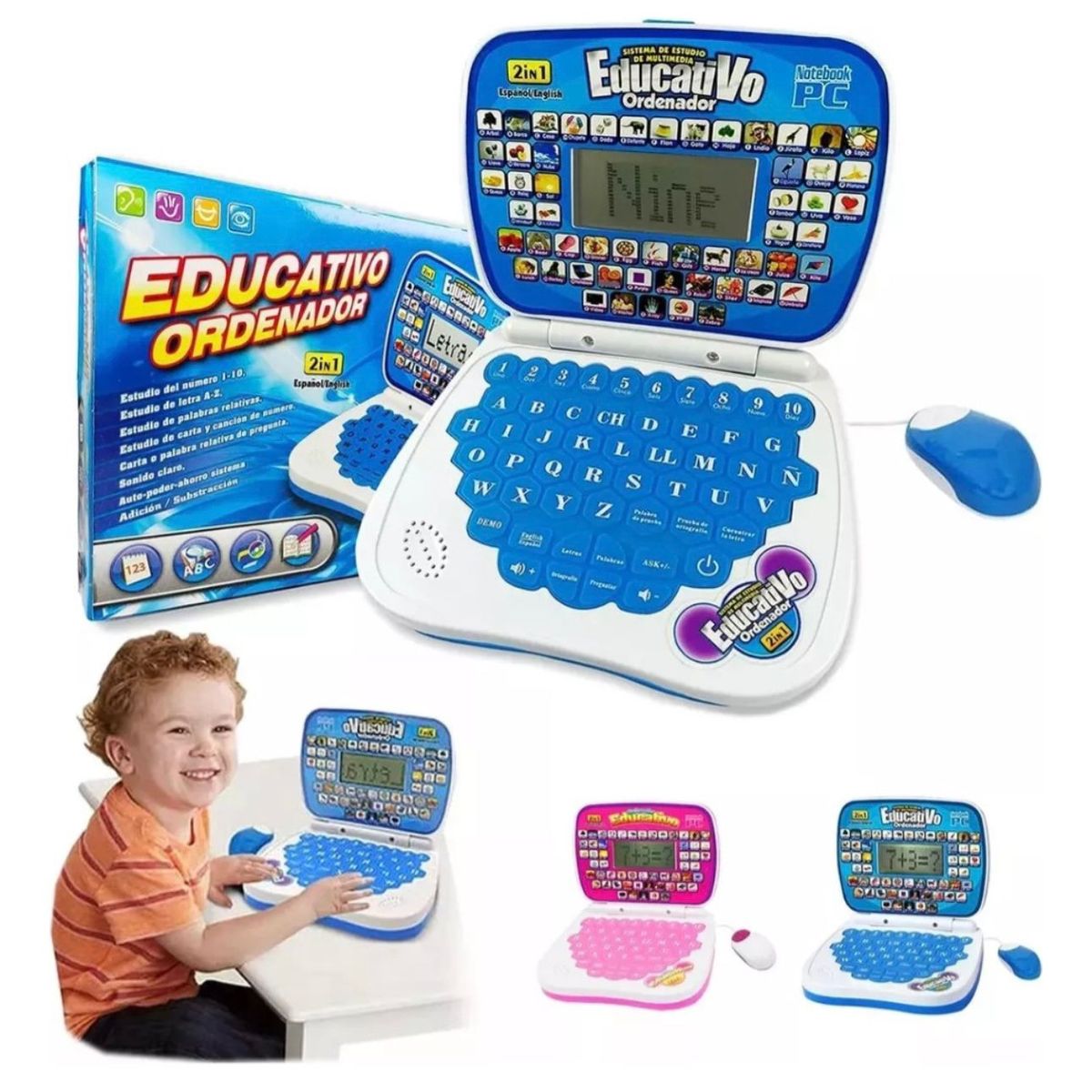 GENERICO - Mini Computador Educativo Infantil Niños Celeste