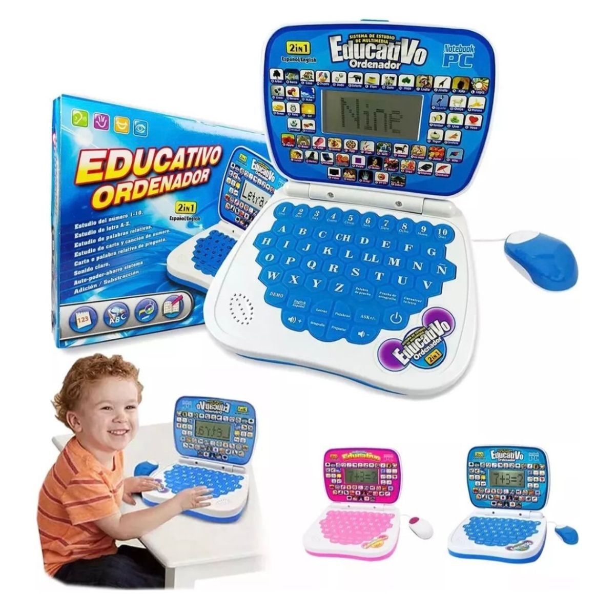 GENERICO - Mini Computador Educativo Infantil Niños Celeste