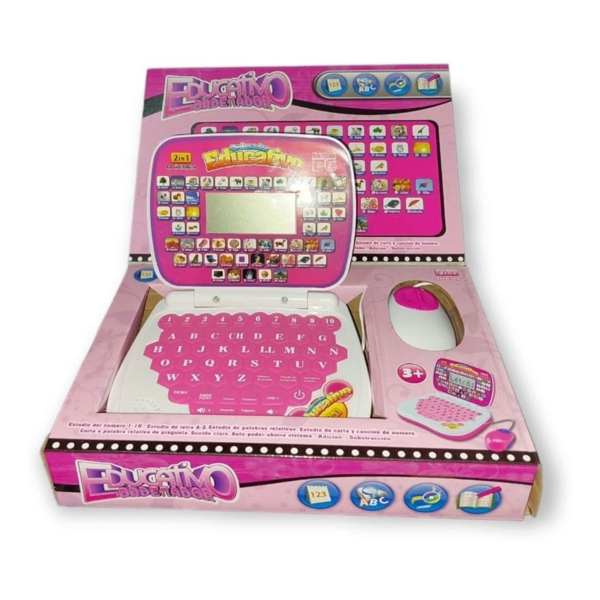 GENERICO - Mini Computador Educativo Infantil Niños Rosada