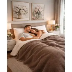 GENERICO - MANTA FRAZADA CON CHIPORRO ELEGANTE 2 PLAZA 200X230cm Café