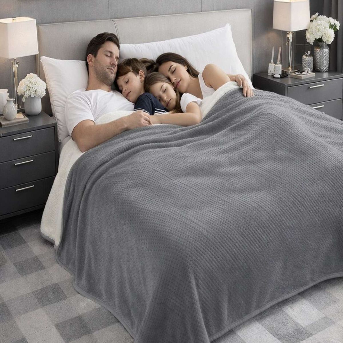 GENERICO - MANTA FRAZADA CON CHIPORRO ELEGANTE  KING 230X250cm Gris