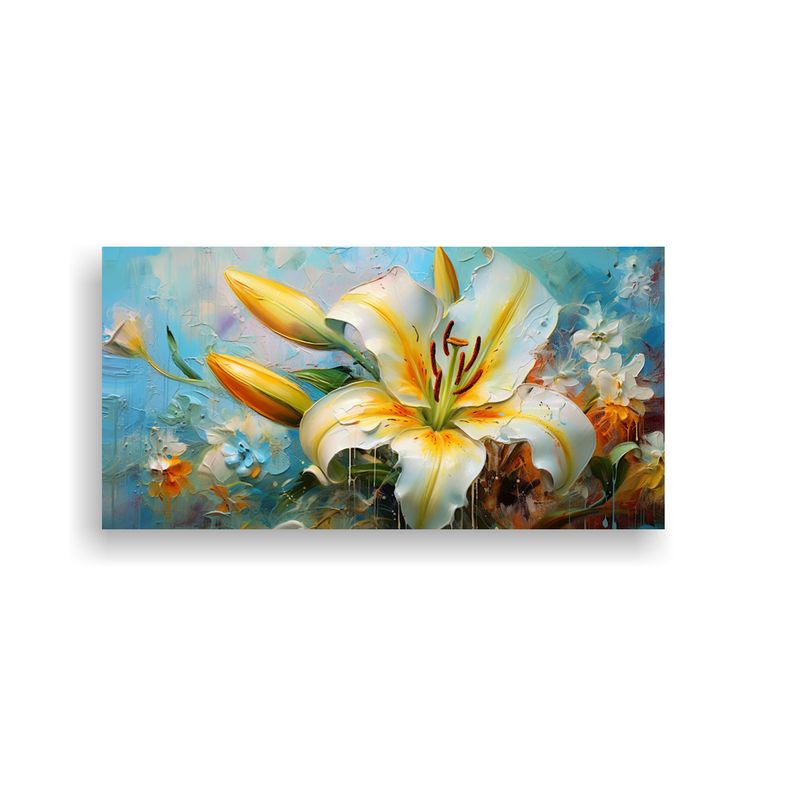 GENERICO - Cuadro De Lirio Colorido Y Luminoso Con Pigmento 80x40 Cm