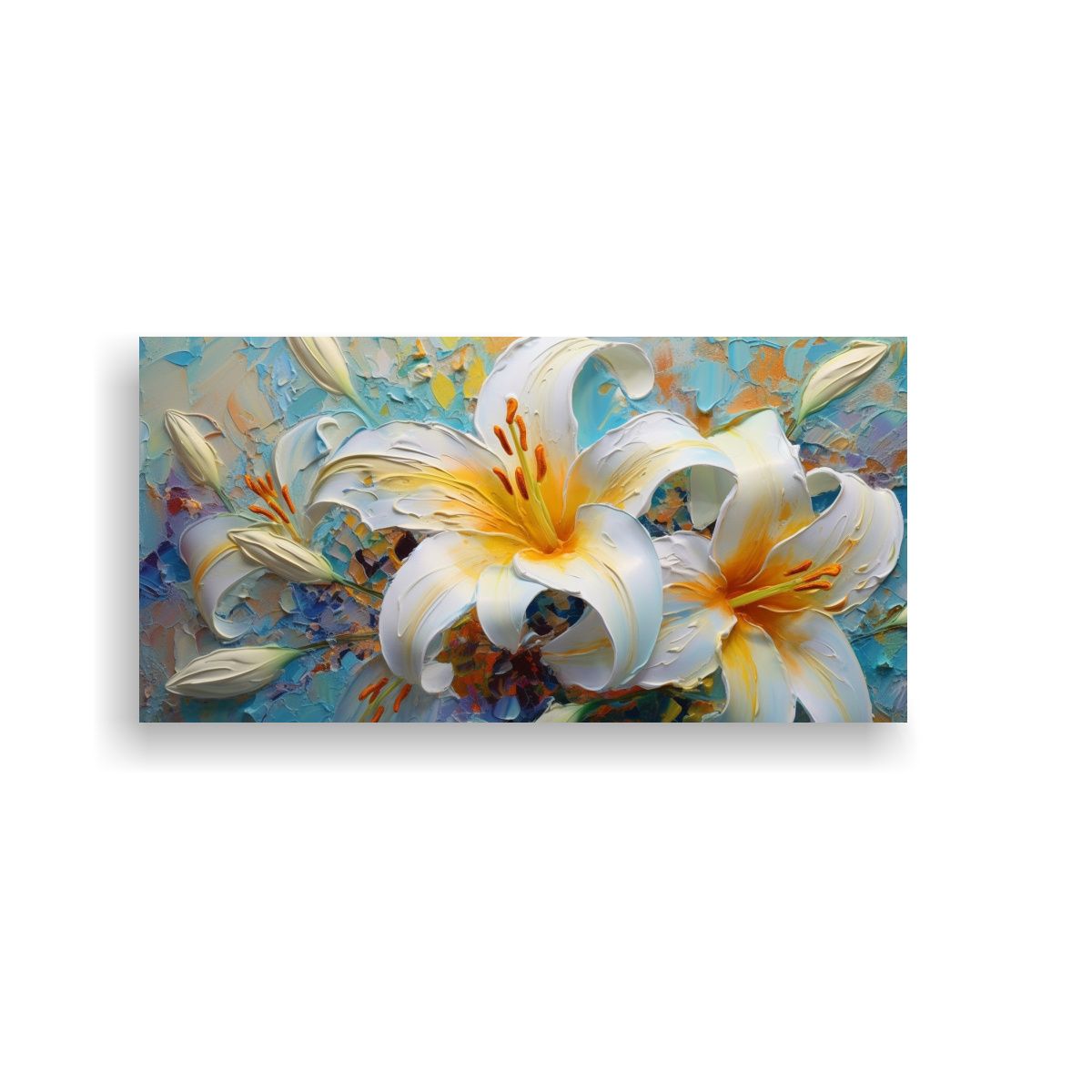GENERICO - Cuadro De Lirios Coloridos Con Pigmento Amarillo 60x30 Cm