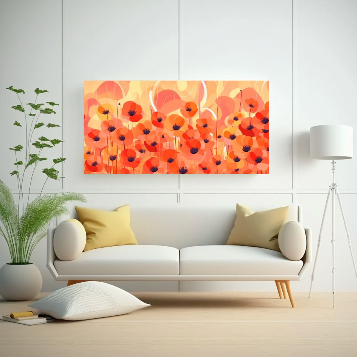 GENERICO - Lienzo De Tela Moderno Flores Y Hojas Alegres Por 60x30 Cm