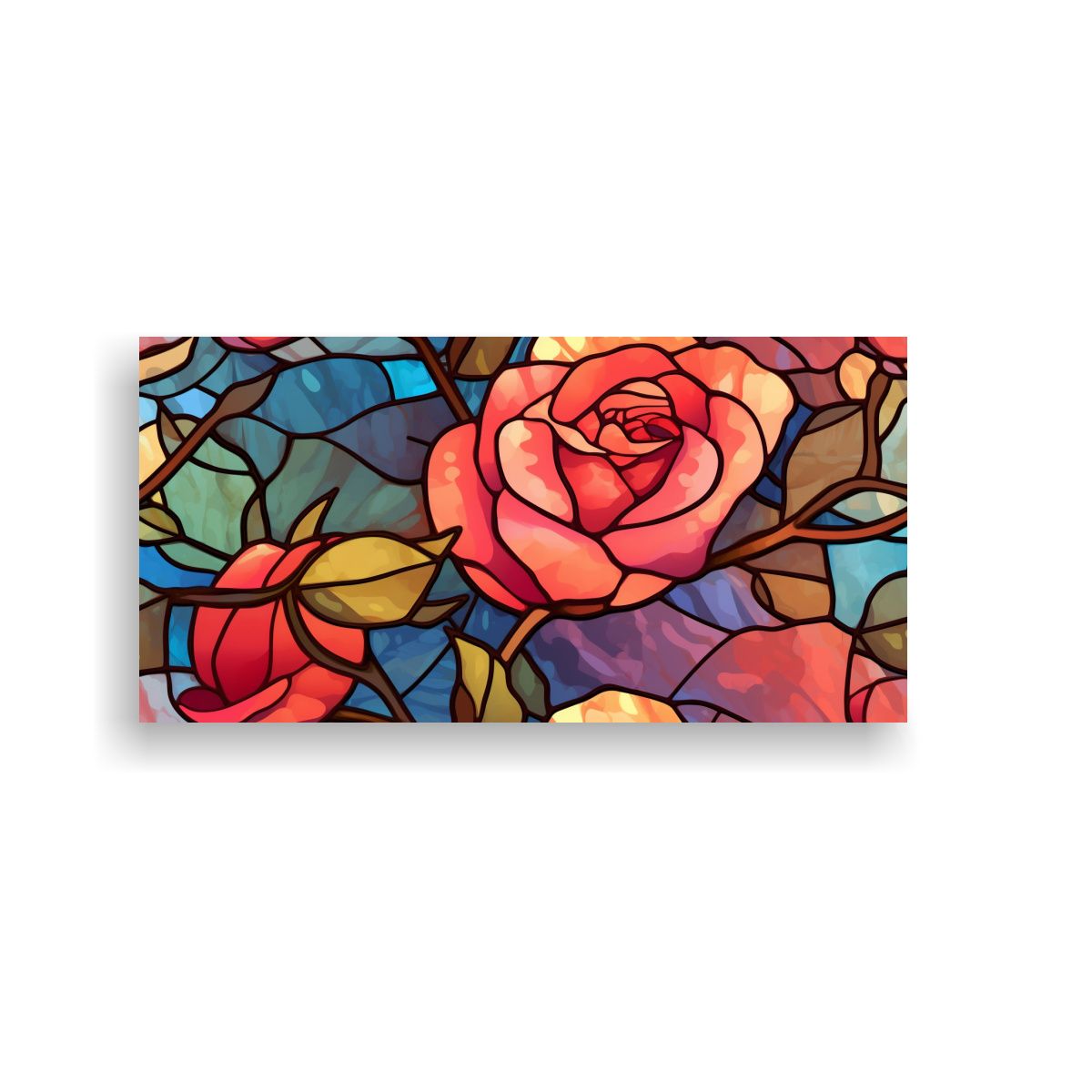 GENERICO - Pintura Vidrieras Rosa Decorativa Motivo Hermoso 80x40 Cm