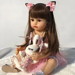 DANWEILE - NPK-Muñeca Reborn de silicona suave de cuerpo completo-48CM