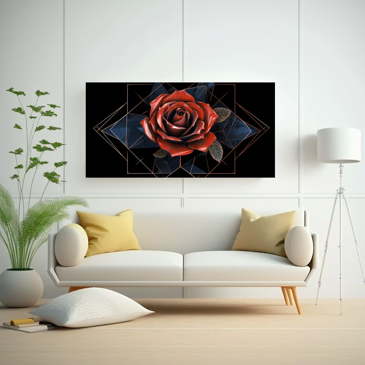 GENERICO - Tela En Bastidor Vanguardia Motivo De Rosa En 60x30 Cm