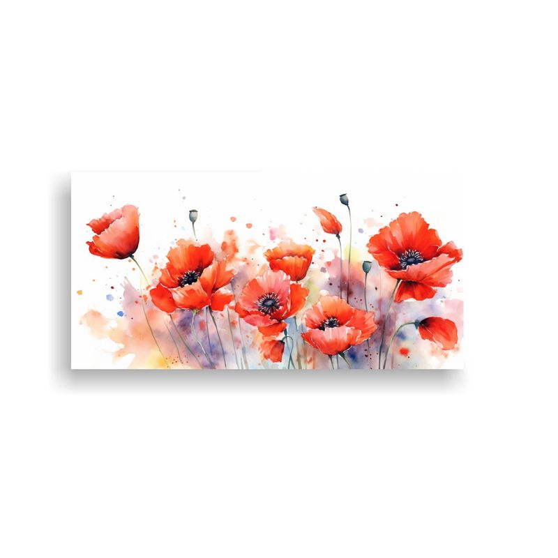 GENERICO - Pinturas Decorativas De Amapolas Acuarelas Vivas 80x40 Cm