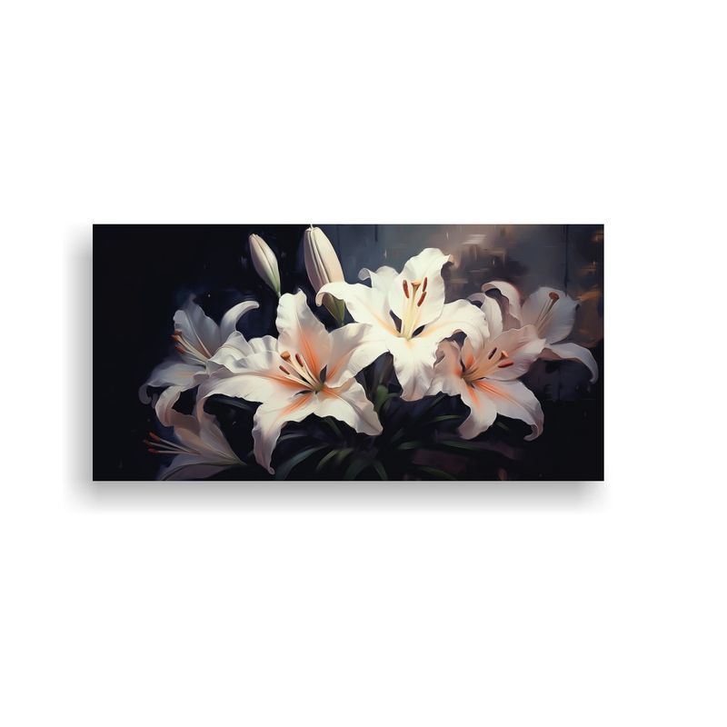 GENERICO - Pintura Decorativa Con Detalle De Flor De Lirio 60x30 Cm