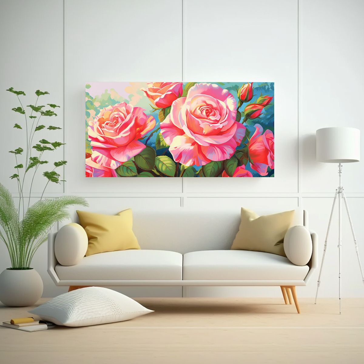 GENERICO - Tarjeta De Saludo Con Cuadros De Rosas 100x50 Cm