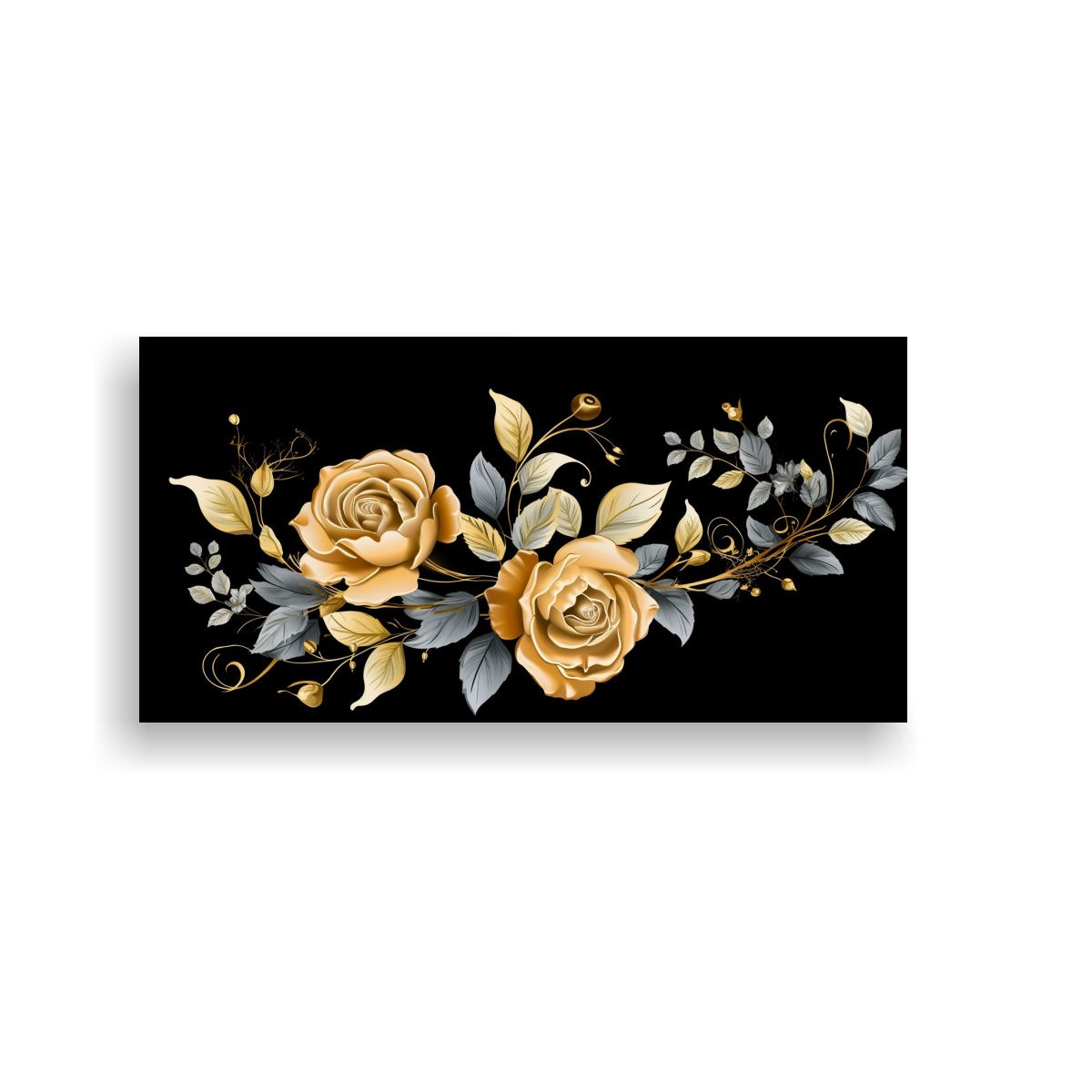 GENERICO - Cuadro Decorativo Brillante Con Rosas Negras Y 80x40 Cm