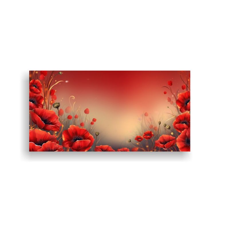 GENERICO - Lienzo De Tela Horizontal Con Amapolas Rojas 60x30 Cm