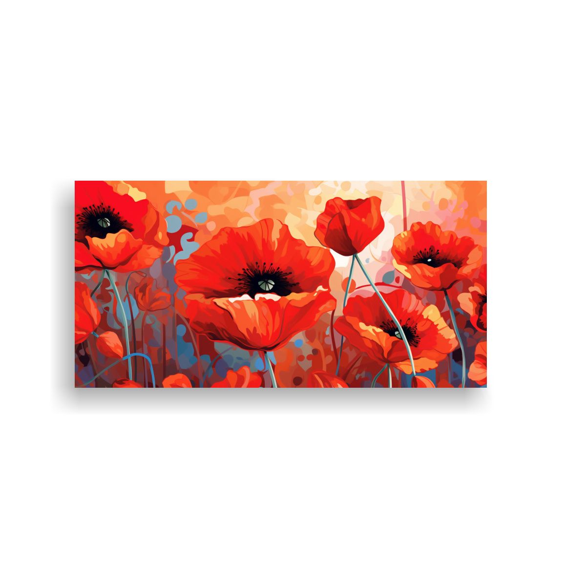 GENERICO - Cuadro De Amapolas Grandes Estilo Visual Vexel En 100x50 Cm