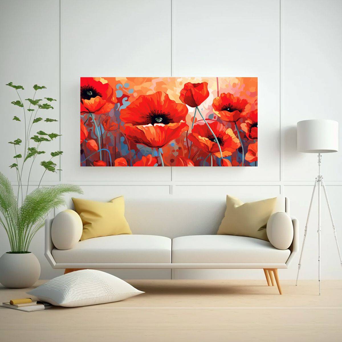 GENERICO - Cuadro De Amapolas Grandes Estilo Visual Vexel En 100x50 Cm