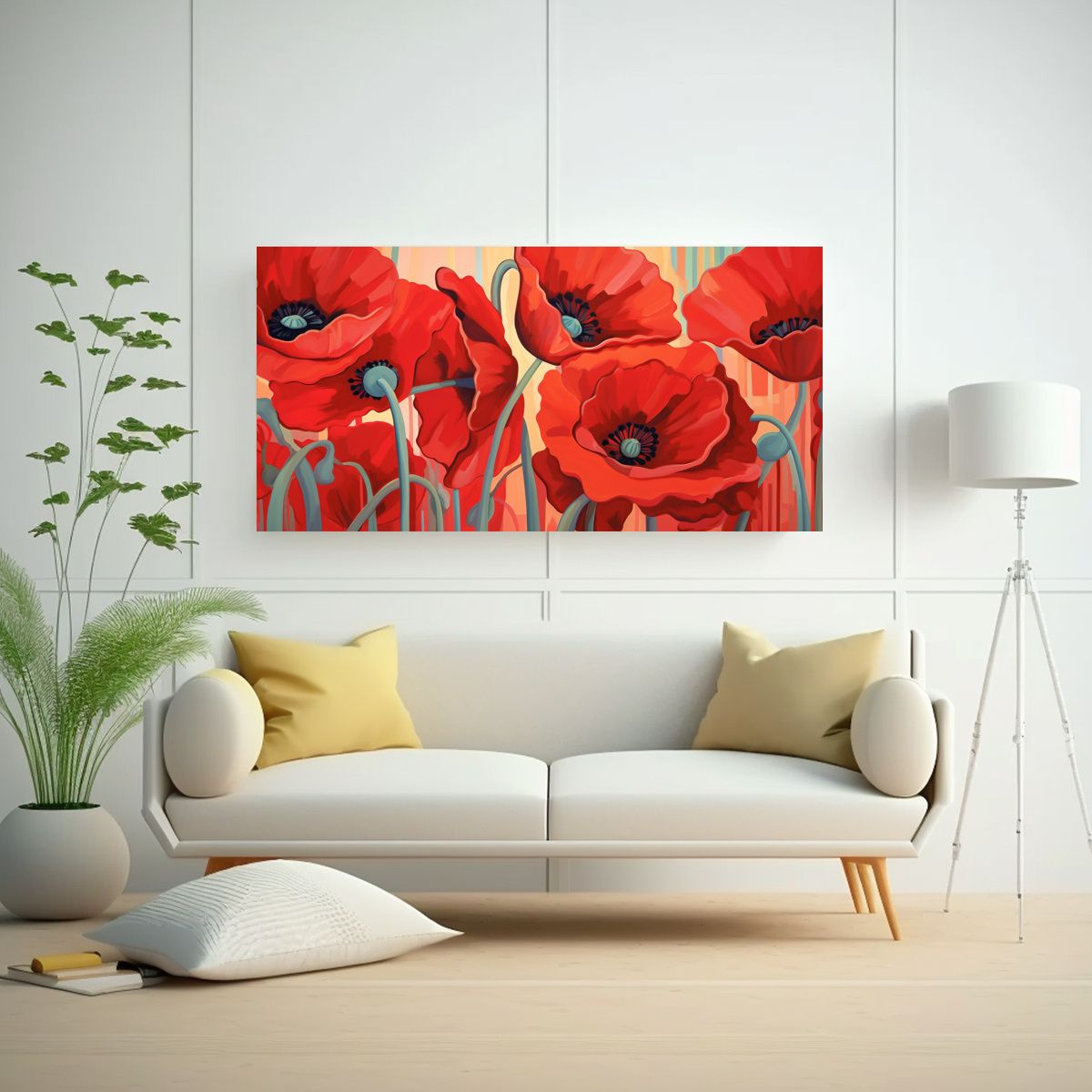 GENERICO - Tela Bastidor Horizontal Pájaros Rojos Estilo 100x50 Cm
