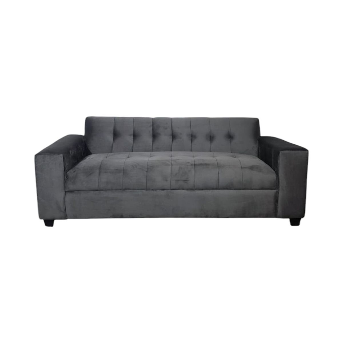 DISEÑOS VALESTRINI - SOFA TRES CUERPOS FELPA GRIS OSCURO