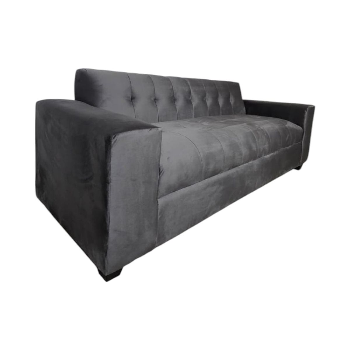 DISEÑOS VALESTRINI - SOFA TRES CUERPOS FELPA GRIS OSCURO