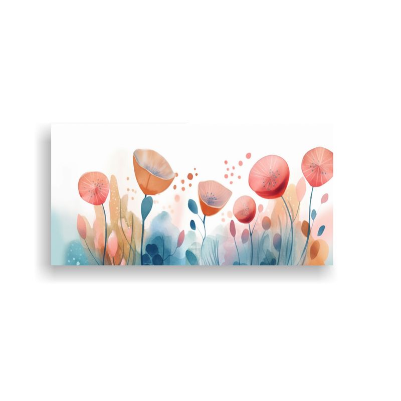 GENERICO - Pintura Abstracta Flores Con Fondo Acuarela 80x40 Cm