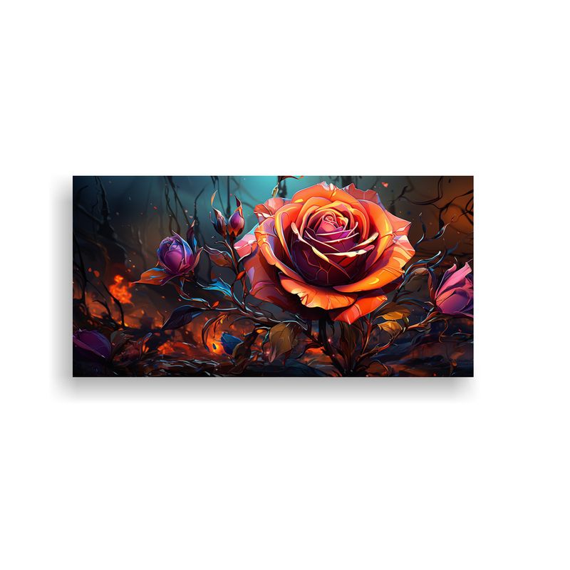 GENERICO - Cuadro Graffiti De Rosa Con Colores Sangrantes 100x50 Cm