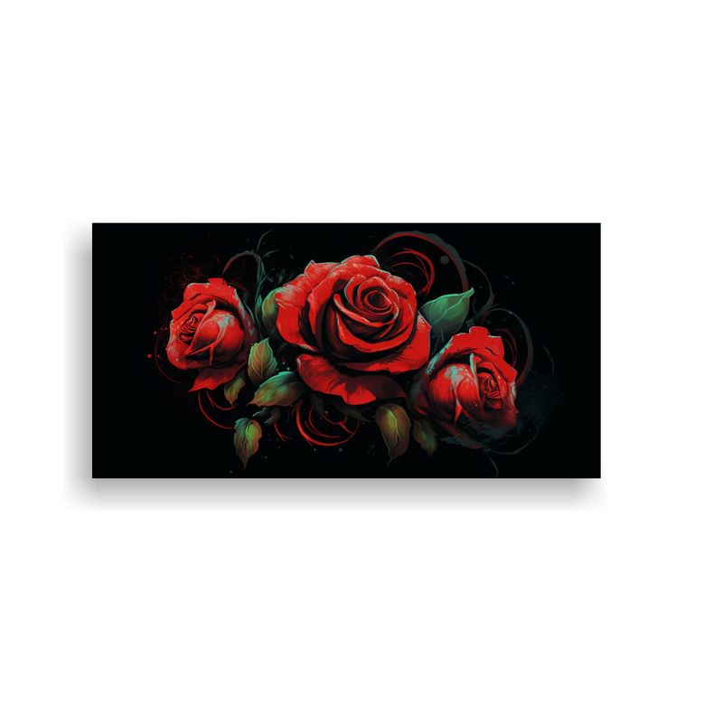 GENERICO - Pintura Decorativa Surrealista De Rosas Rojas En 80x40 Cm