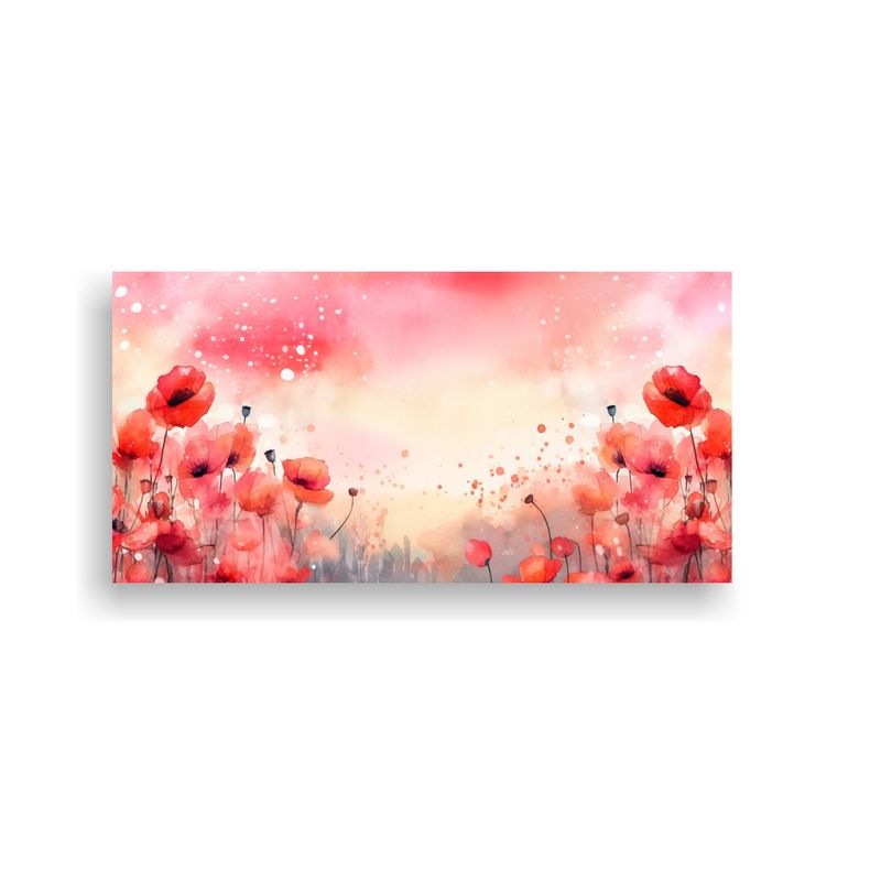 GENERICO - Lienzo Exuberantes Amapolas Acuarela Con Espacio 60x30 Cm