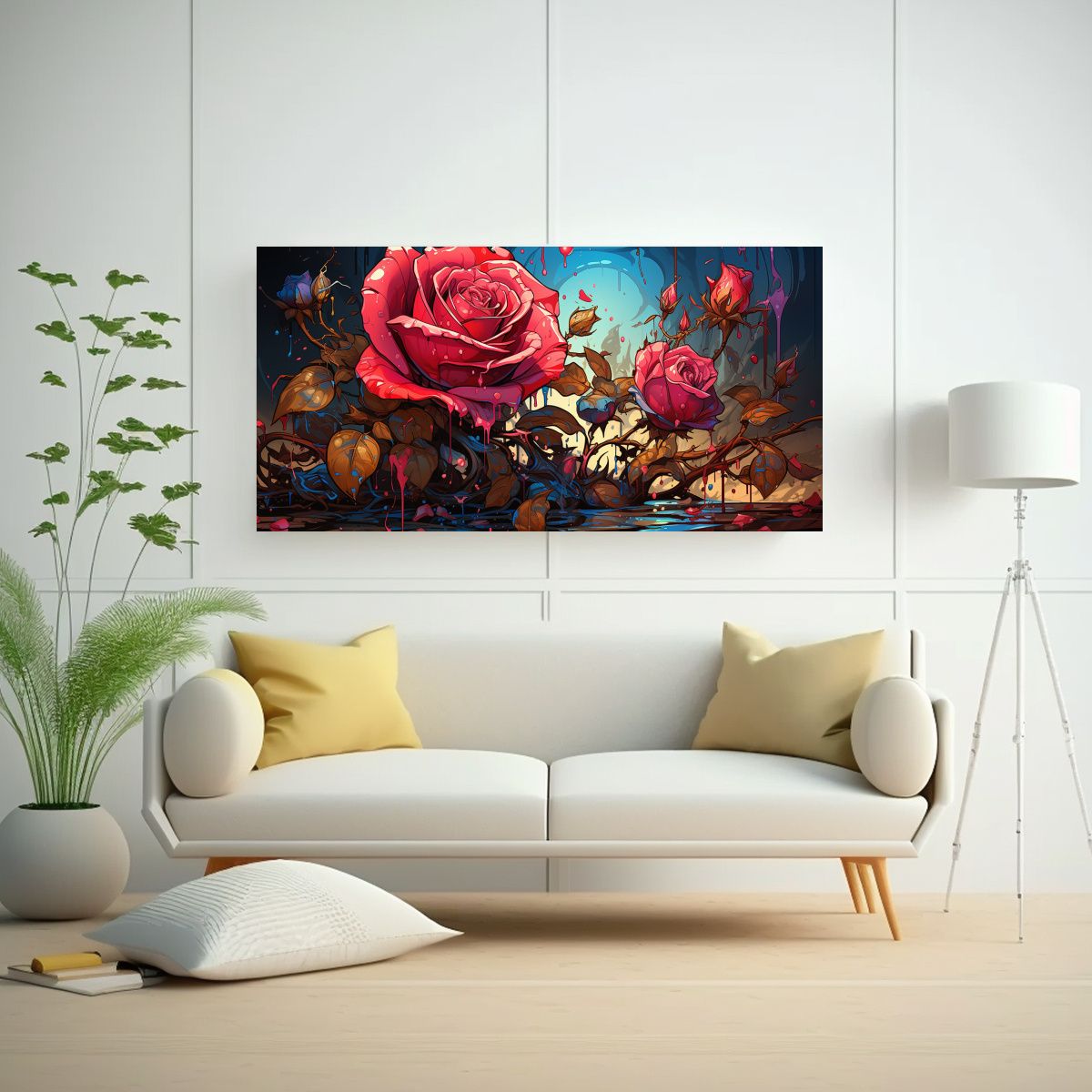 GENERICO - Pintura Lienzo Tela Tonos Exclusivos Con Gotas En 60x30 Cm