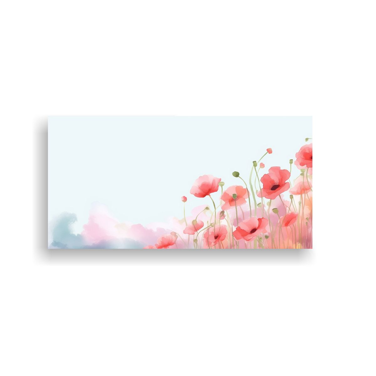 GENERICO - Fondo Acuarela Moderno De Amapolas Luminosas Con 60x30 Cm