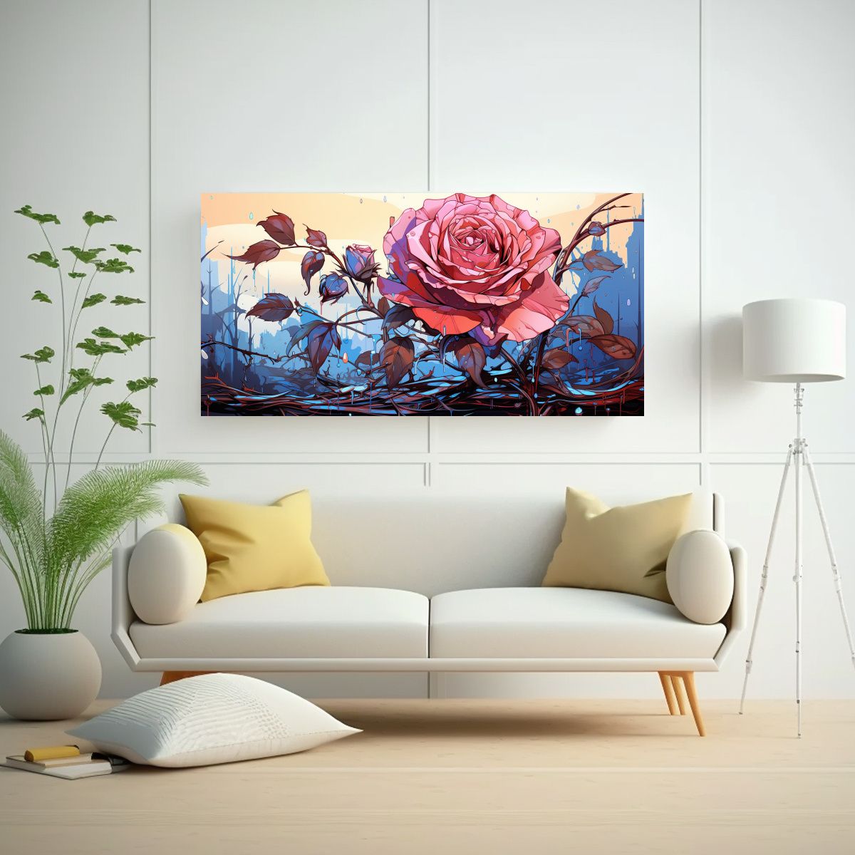 GENERICO - Tela En Bastidor Acuarela Mágico Con Gotas En Un 100x50 Cm