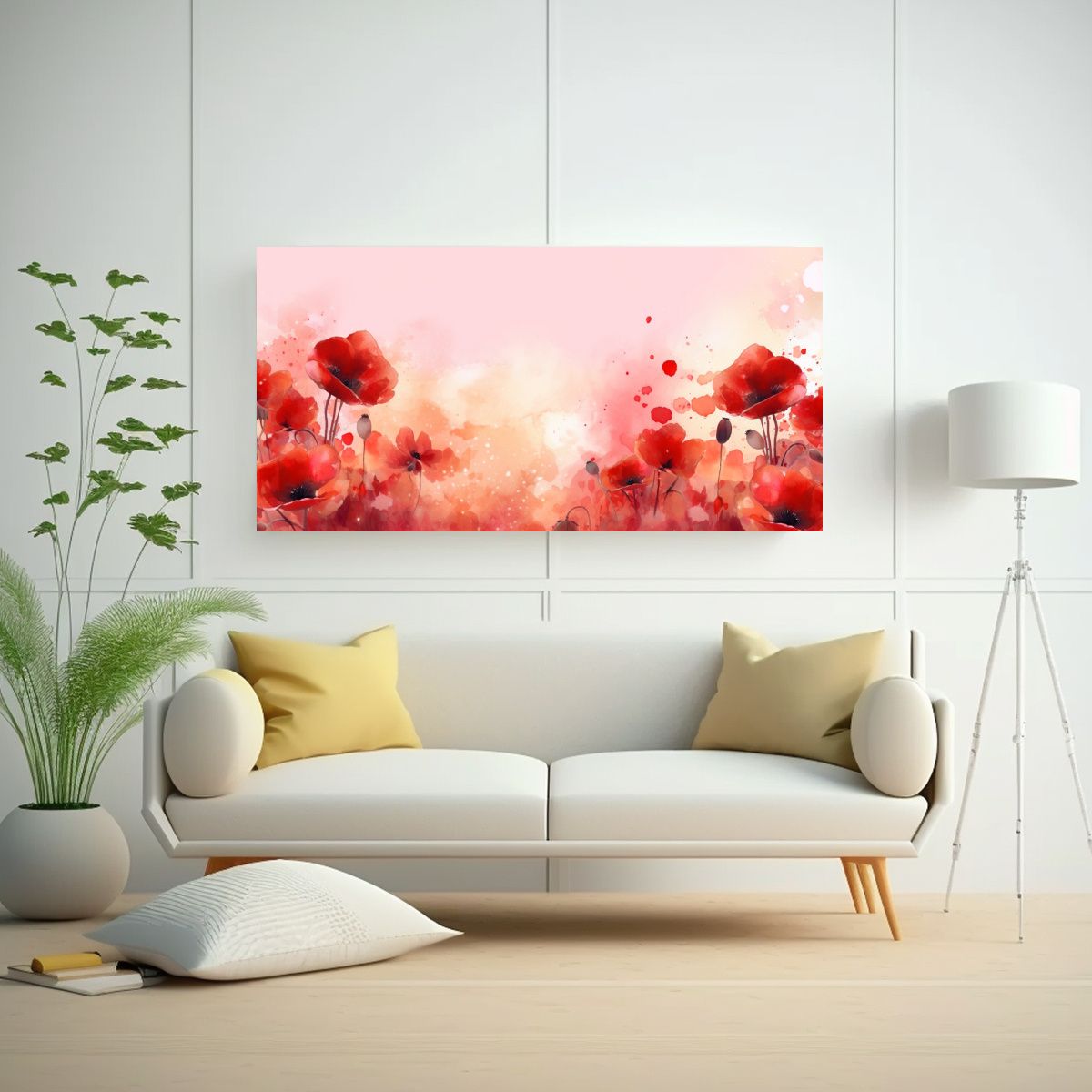 GENERICO - Tela Armonía Cromática Flores Acuarela Fondo 80x40 Cm