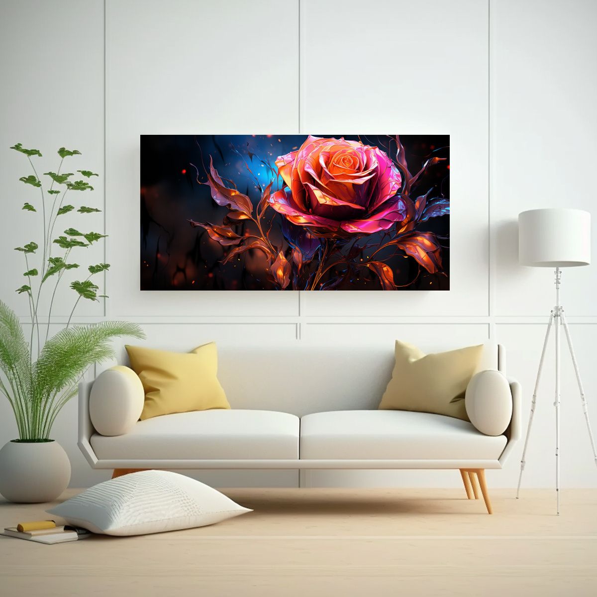 GENERICO - Pintura De Pared Abstracta Digital De Una Flor 80x40 Cm