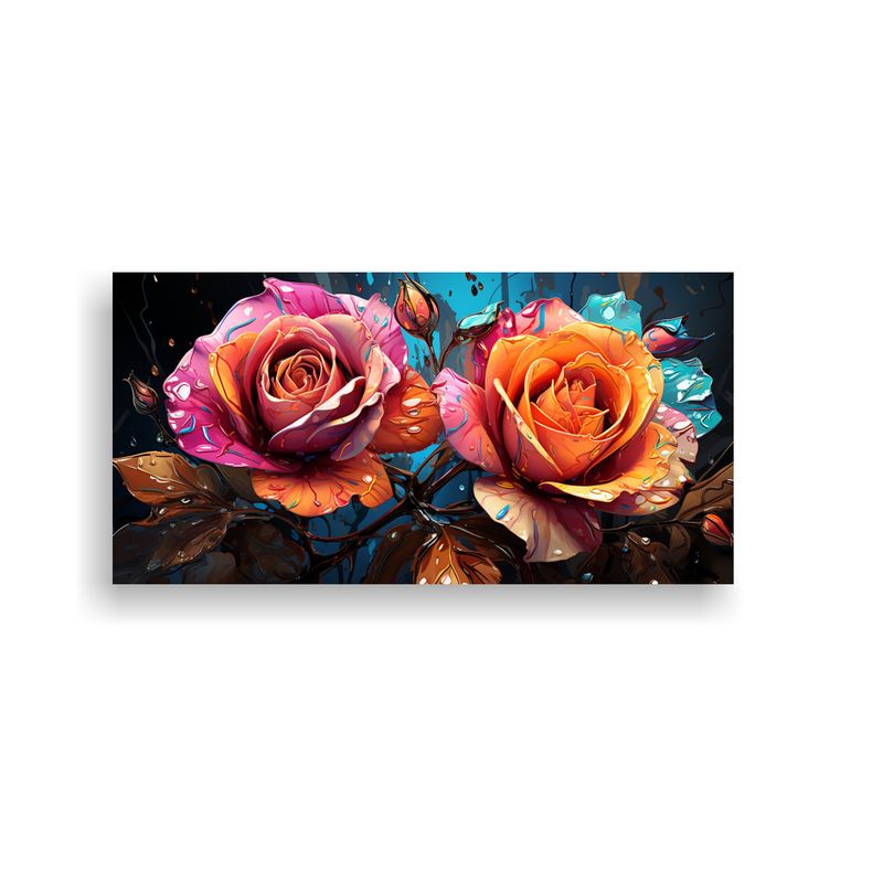 GENERICO - Cuadros Decorativos Tela Estilo Galería Rosas 80x40 Cm.