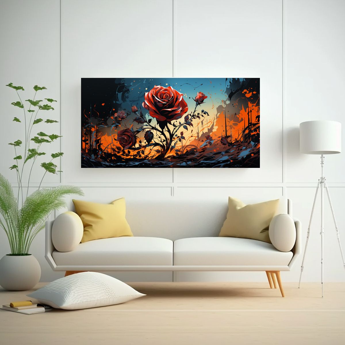 GENERICO - Cuadro Horizontal De Arte Digital Abstracto De 60x30 Cm