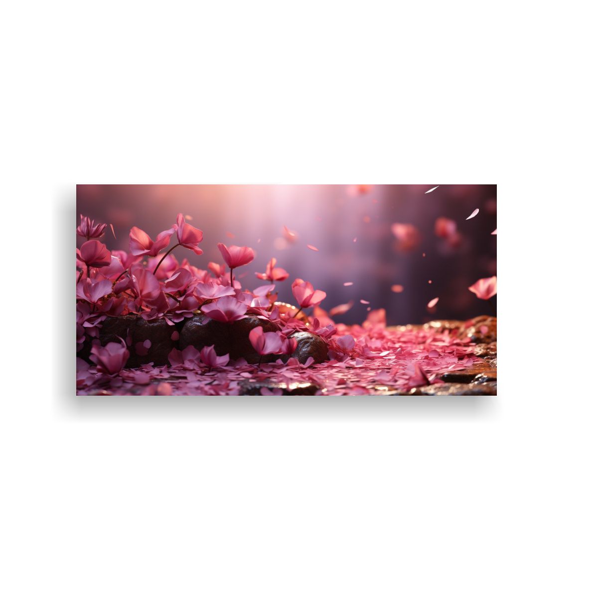 GENERICO - Tela En Bastidor Forma Lineales Con Flores 80x40 Cm