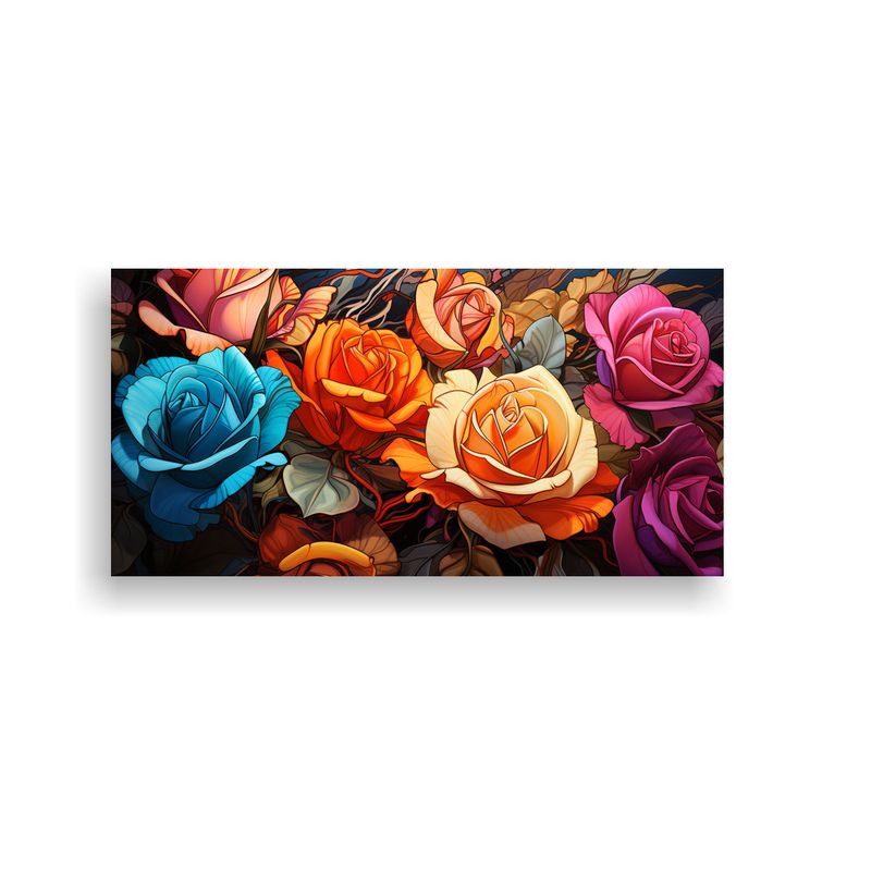 GENERICO - Cuadro Lienzo Tema Luminosidad Rosas Té 60x30 Cm