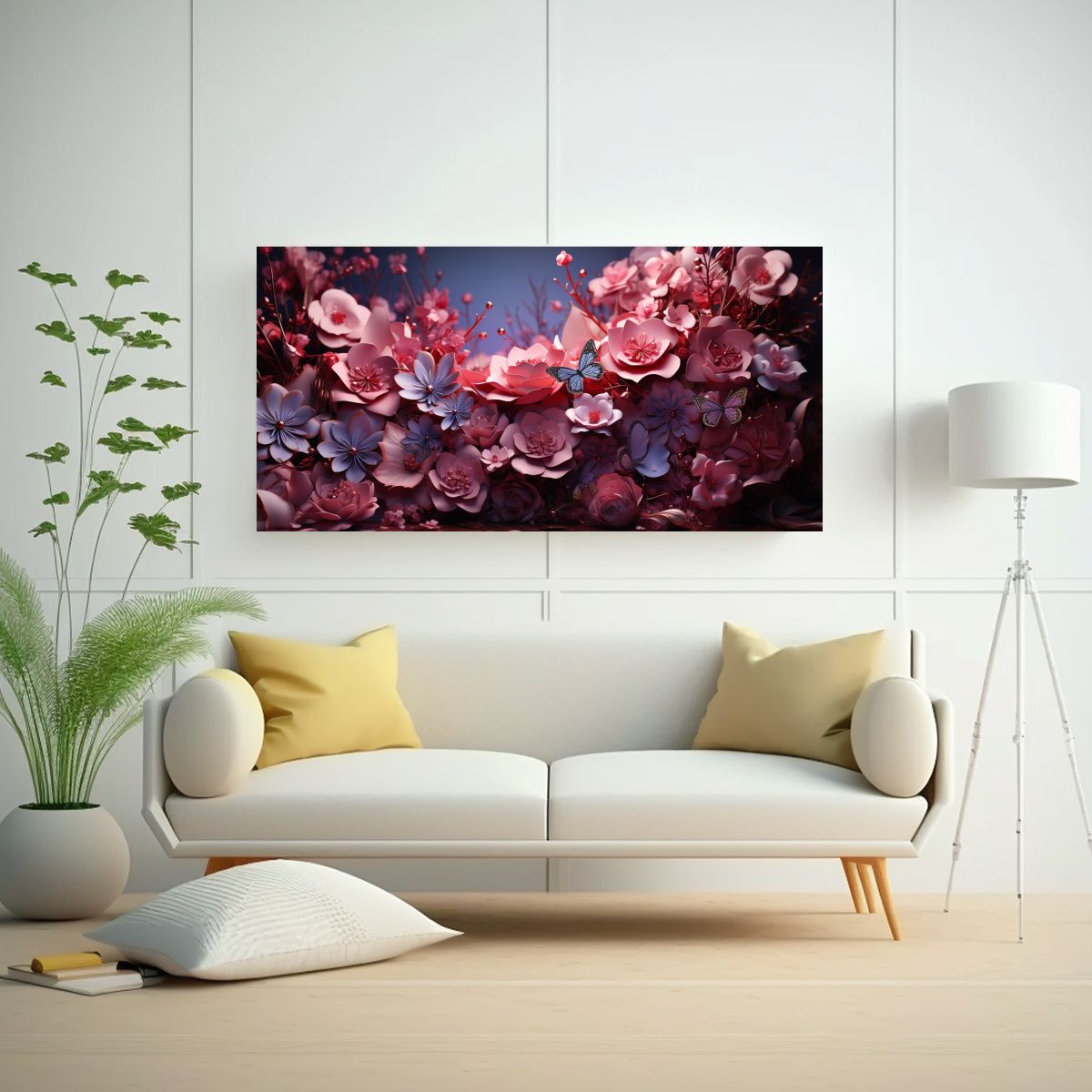 GENERICO - Cuadro De Tela Abstracto En Tonos Rosados 60x30 Cm