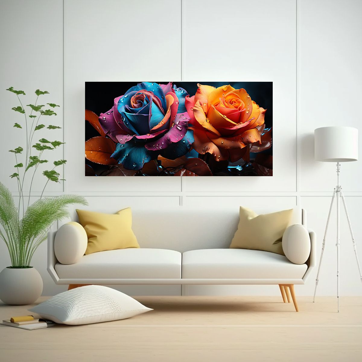 GENERICO - Cuadro Lienzo Abstracción Flores Rosas Híbridas 60x30 Cm